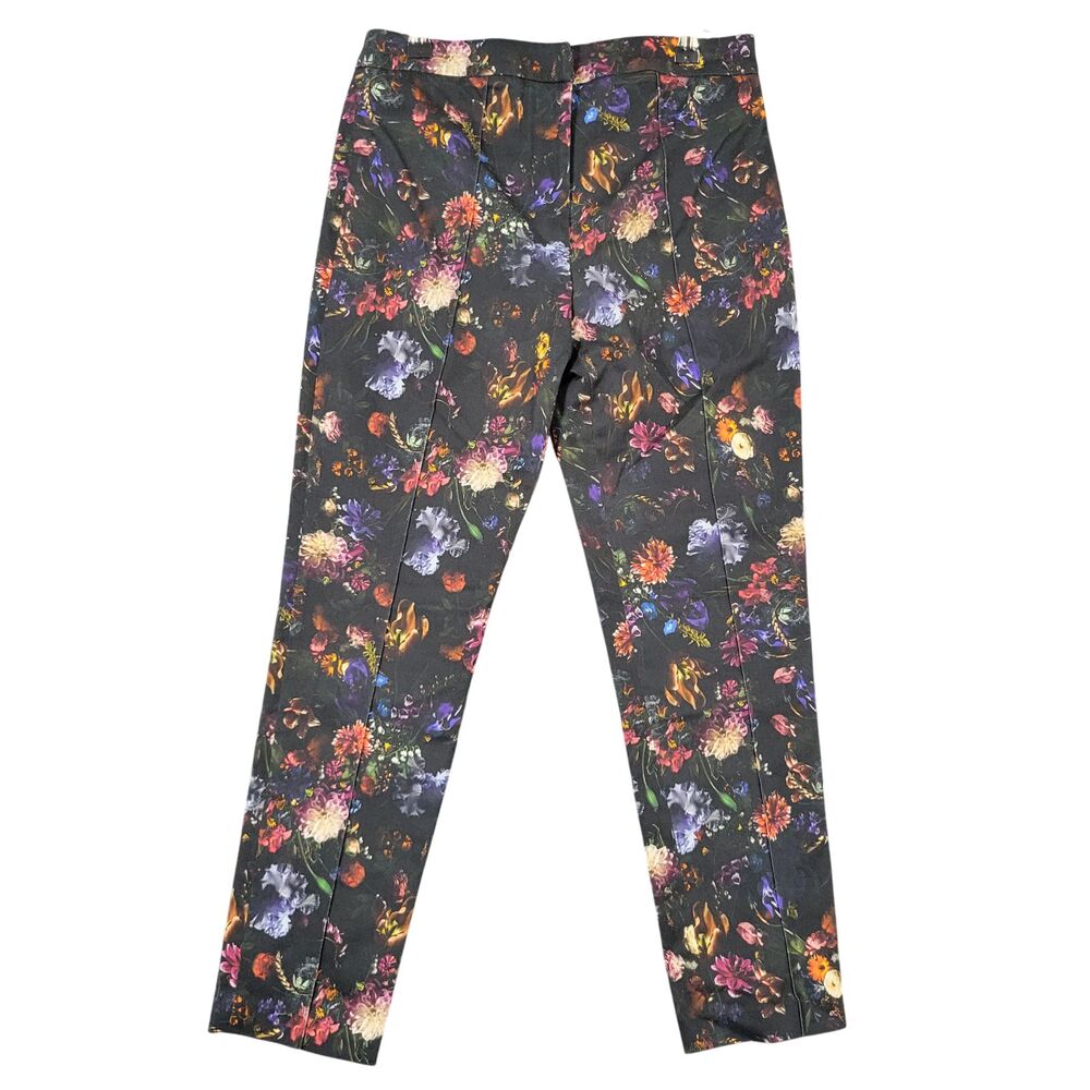 ADAM LIPPES Black Floral Twill Cigarette Pants Stretch Mid Rise Ankle SIZE 4